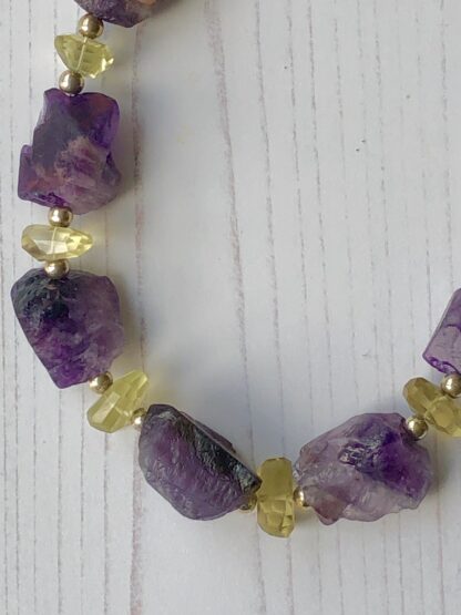 Image for Amethyst and lemon quartz adjustable necklace 3