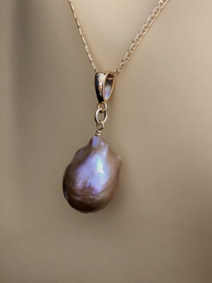 Image for golden metallic freshwater pearl pendant 4