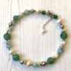 Exotic Druzy Agate and Freshwater Pearl Memory Wire Necklace - Image 2