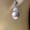 Metallic Pearl Earrings - Silver Studs - Image 4