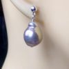 Metallic Pearl Earrings - Silver Studs - Image 2