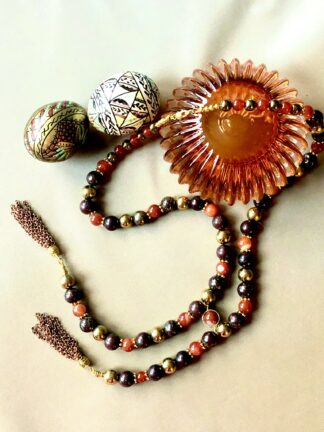 Image for Carnelian obsidian and haematite necklace 1