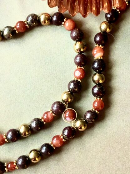 Image for Carnelian obsidian and haematite necklace 2