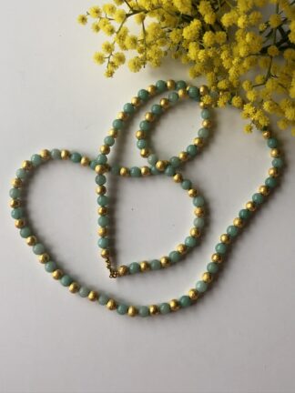 Image for Green quartz and gold bead necklace 1