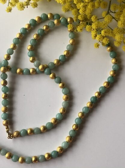 Image for Green quartz and gold bead necklace 2