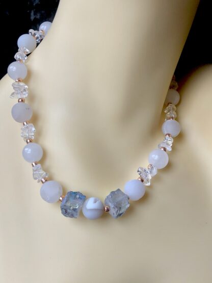 Image for Rainbow coated quartz and druzy necklace 1