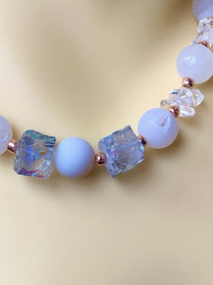 Image for Rainbow coated quartz and druzy necklace 3