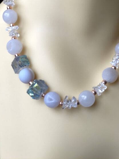 Image for Rainbow coated quartz and druzy necklace 4