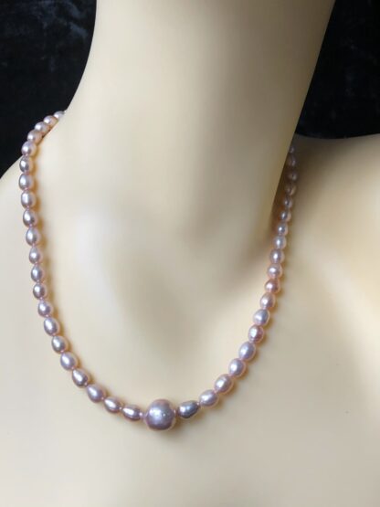 Image for satin pink pearl necklace 1