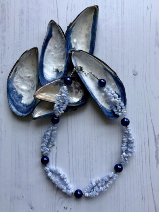 Image for Angelite and shell pearl necklace 2