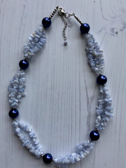 Image for Angelite and shell pearl necklace 3