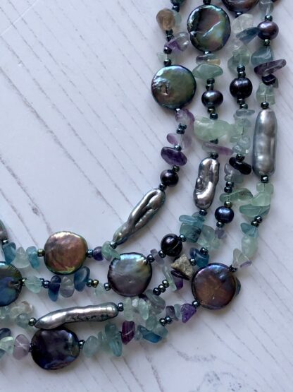 Image for Fluorite and peacock pearl necklace 3