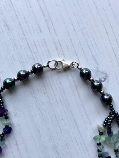Image for Fluorite and peacock pearl necklace 4