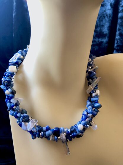 Image for Sodalite, angelite and quartz necklace 1