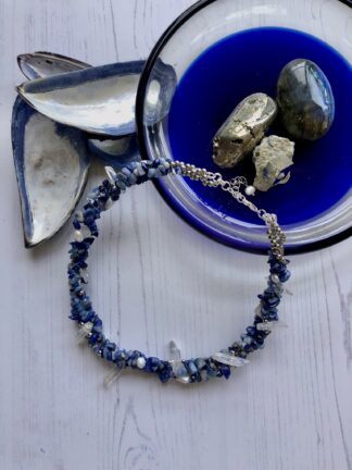 Image for Sodalite, angelite and quartz necklace 2
