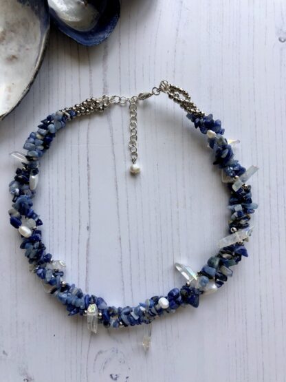 Image for Sodalite, angelite and quartz necklace 3