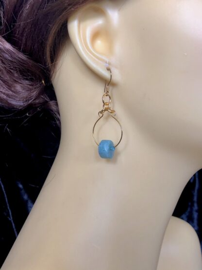 Image for amazonite gold tone hoop earring 4