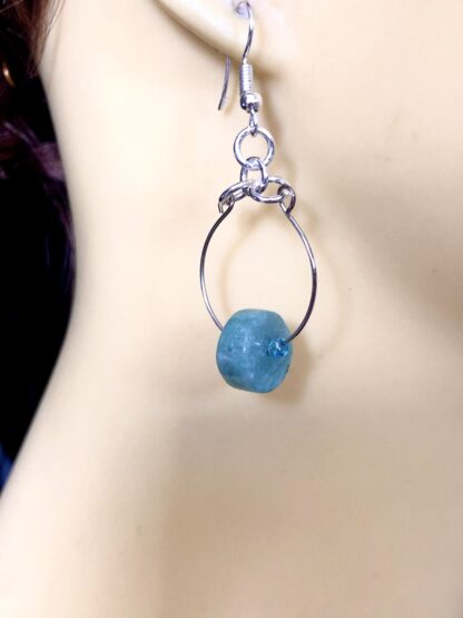Image for amazonite silver tone hoop earring 3