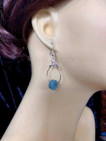 Image for amazonite silver tone hoop earring 4