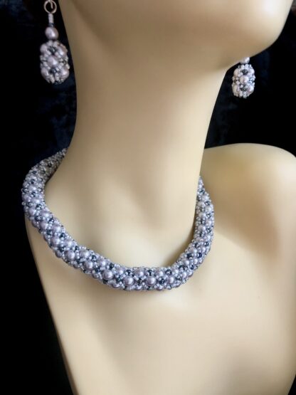 Image for Kiss Kross pale grey and blue necklace 2