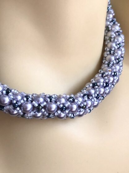 Image for Kiss Kross pale grey and blue necklace 3