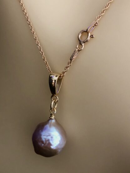 Image for metallic gold freshwater pearl pendant 5