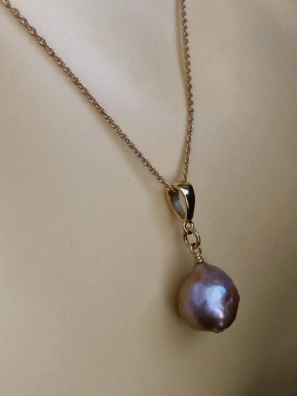 Image for metallic gold freshwater pearl pendant 2