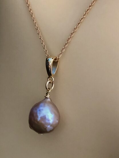 Image for metallic gold freshwater pearl pendant 4