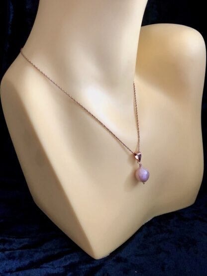 Image for pale pink metallic gold freshwater pearl pendant 1