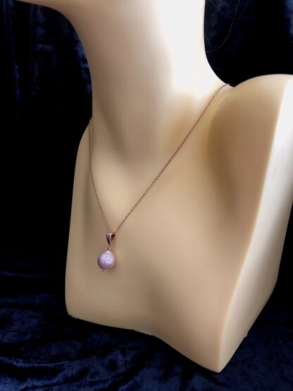 Image for pale pink metallic gold freshwater pearl pendant 3