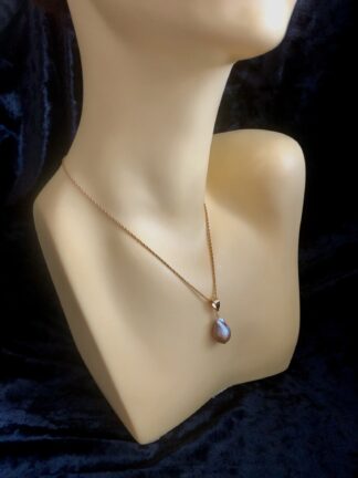 Image for pear shape metallic gold freshwater pearl pendant 1