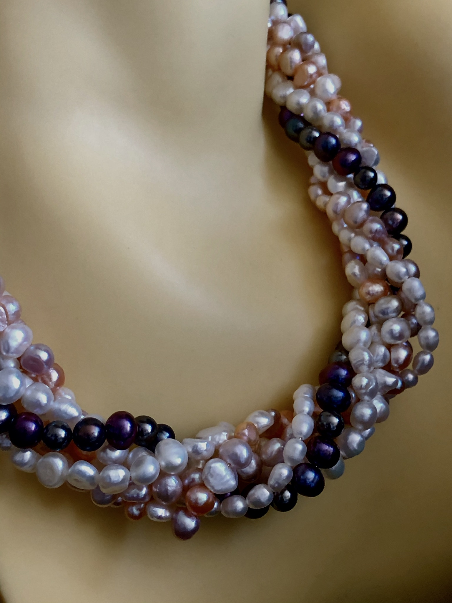 Six Strand Freshwater Pearl Twist Necklace - Jewels and Hats