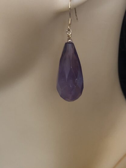 Image for Faceted amethyst drop and gold plate earrings 1