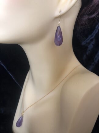 Image for Faceted amethyst drop and gold plate earrings 2