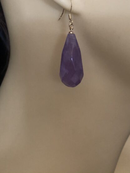 Image for Faceted amethyst drop and gold plate earrings 3