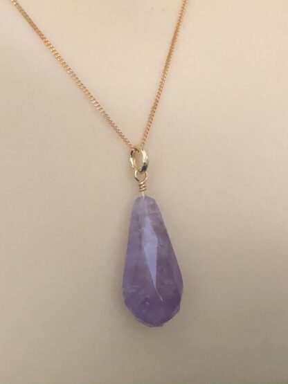 Image for Faceted amethyst drop and gold plate pendant 2