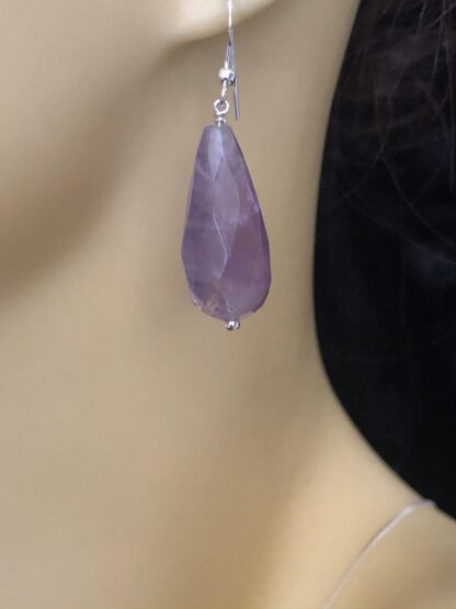 Image for Faceted amethyst drop and silver earrings 1