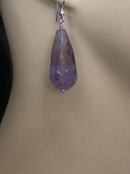 Image for Faceted amethyst drop and silver earrings 3