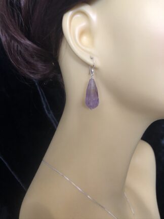 Image for Faceted amethyst drop and silver earrings 4