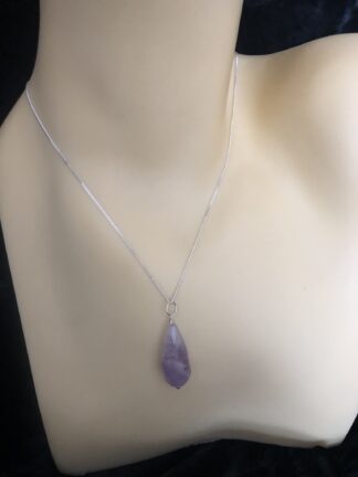 Image for Faceted amethyst drop and silver pendant 3