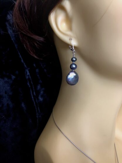 Image for Peacock Pearl Coin Earrings 1