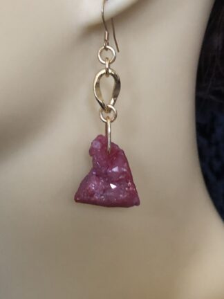 Image for Pink Geode Chain Link Earrings 1