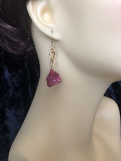 Image for Pink Geode Chain Link Earrings 2