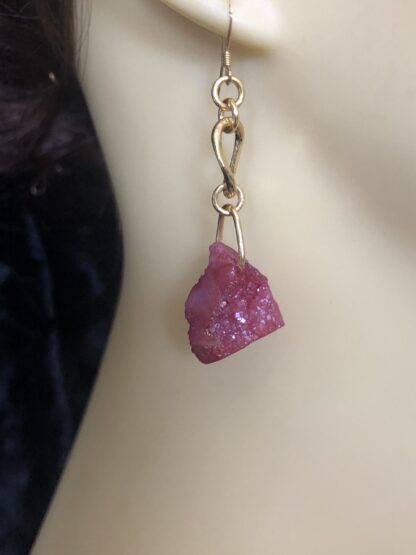 Image for Pink Geode Chain Link Earrings 3