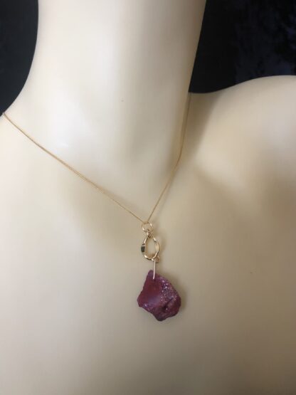 Image for Pink Geode Chain Link Pendant 1