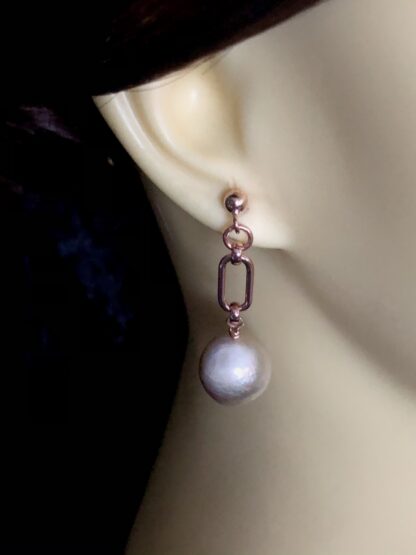 Image for Metallic pearl paper clip earrings 2