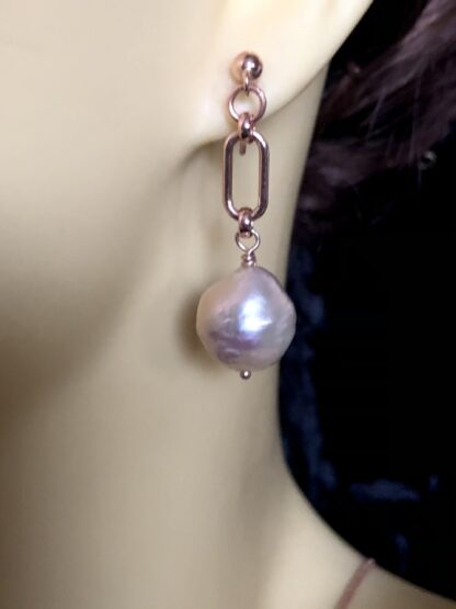 Image for Metallic pearl paper clip earrings 3