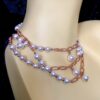 Image for Pearl and rose gold paper clip chain necklace 2