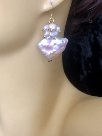 Image for Square Metallic Pearl Earrings 1