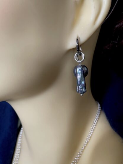 Image for Peacock pearl charm earrings 2
